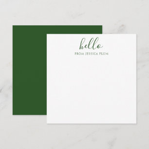 Moderne Pine Green Hello Korrespondenzkarte Mitteilungskarte