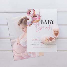 Moderne Pink Baby Sprinkle Foto Girl Babydusche Einladung