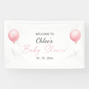 Moderne Pink Balloon Girl Babydusche Banner