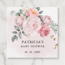 Moderne Pink Blush Floral Girl Babydusche Geschenkanhänger