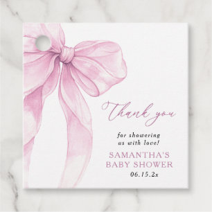 Moderne Pink Bow Baby Dusche Vielen Dank Geschenkanhänger