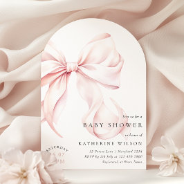 Moderne Pink Bow Babydusche Einladung