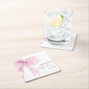 Moderne Pink Bow Babydusche Rechteckiger Pappuntersetzer