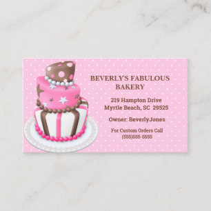 Moderne Pink Cake Bakery Business Cards Visitenkarte