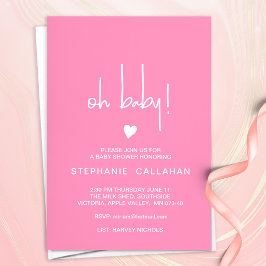 Moderne Pink Girl-Babyduschkarte mit winziger Herz Einladung