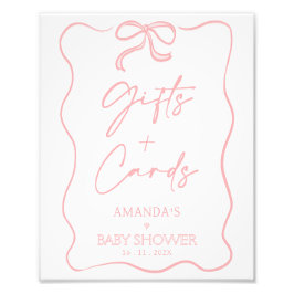Moderne Pink Girl Bow Kinderdusche Geschenke Karte Fotodruck