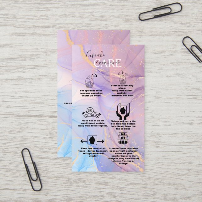 Moderne Pink Gold Cupcake Care Unternehmen Visitenkarte (Vorderseite/Rückseite Beispiel)