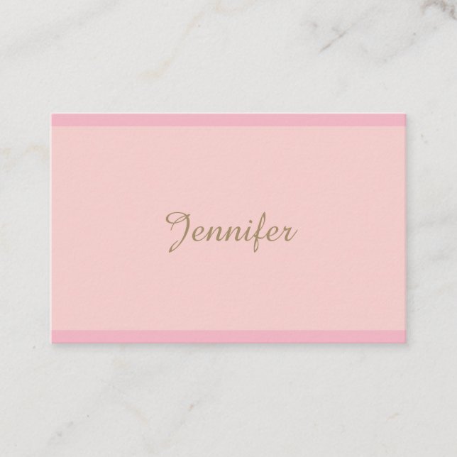 Moderne Pink Gold Handschrift modische Schlicht Visitenkarte (Vorderseite)