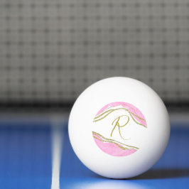 Moderne Pink & Gold Mit Monogramm Tischtennisbälle Tischtennisball