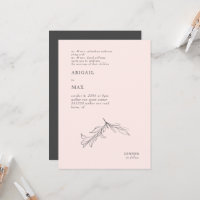 Moderne Pink & Graue Bleistift Laub Hochzeit