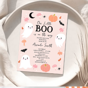 Moderne Pink Halloween Little Boo Baby Dusche Einladung