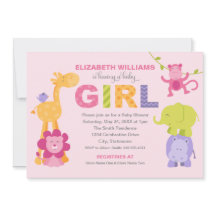 Moderne Pink Jungle Animals Girl Baby Dusche