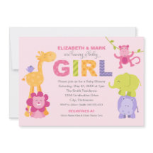 Moderne Pink Jungle Animals Girl Baby Dusche