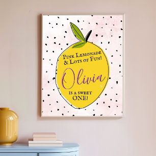 Moderne Pink Lemonade zum 1. Geburtstag Willkommen Poster