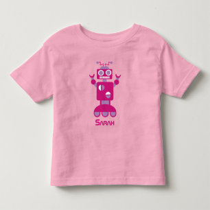 Moderne pink-lila Roboter-Personalisierung für Mäd Kleinkind T-shirt