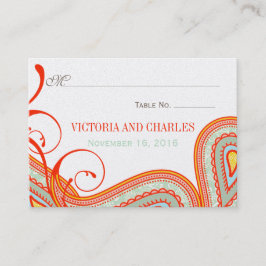 Moderne Pink Mint Taupe Orange Persimmon Hochzeit Platzkarte