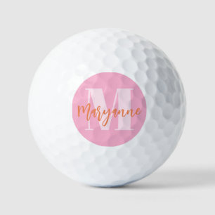 Moderne Pink Orange Fette Initiale Personalisiert Golfball