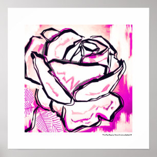 Moderne Pink-Pop-Art-Rosen-Wasserfarbenmalerei Poster