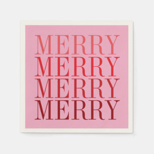 Moderne Pink-Rote Fröhliche Weihnachts-Retro Serviette