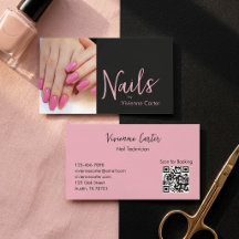 Moderne Pink-Schwarze-Schrift-Foto-Nagelkünstler-Q