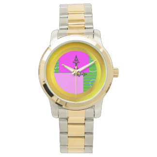 Moderne Pink Square Time Armbanduhr