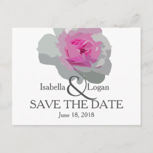 Moderne Pink- und Graublütenkarte Save the Date Po Ankündigungspostkarte