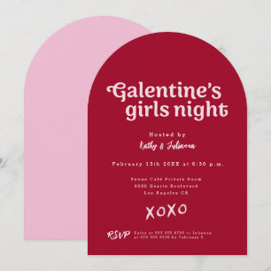 Moderne Pink- und Rot-Galentine's-Mädelsabend-Part Einladung