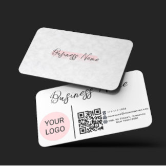 Moderne Pink Watercolor Buffalo Karo QR CODE  Visitenkarte