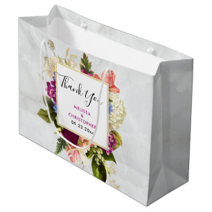 Moderne Pink & White Floral Bouquet Wedding Große Geschenktüte