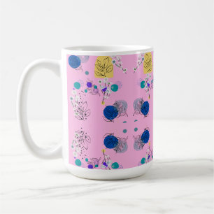 Moderne Pinke Boho-Floral-Abstrakte Botanische For Kaffeetasse