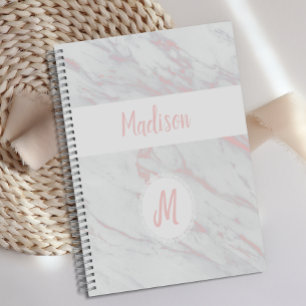 Moderne Pinke Graue Marmor-Trendy-Monogramm Planer