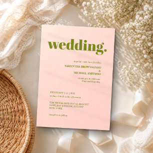 Moderne pinke grüne Minimal-Erdfarbene Hochzeit Einladung