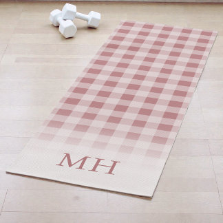 Moderne Pinke Minimale Gingham-Muster-Monogramm Yogamatte
