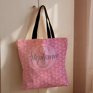 Moderne pinke Monogramm-Botancial Tasche