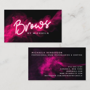 Moderne Pinke Neon- & Rauchbrauen-Mikroblading-/Fo Visitenkarte
