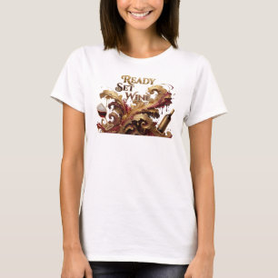 Moderne Pinke READY SET WINE künstlerisches Motiv T-Shirt