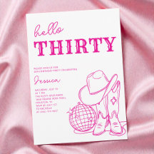 Moderne Pinke Western-Disco-30-Geburtstagsfeier