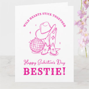 Moderne pinke westliche Happy Galentine's Day Bff Karte