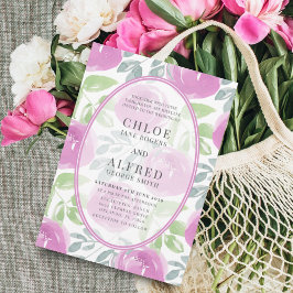 Moderne pinkfarbene Rose Blumenzehen Einladung