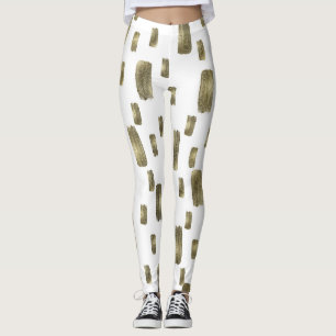 Moderne Pinsel Gold Kupfer Bronze Glanz Leggings