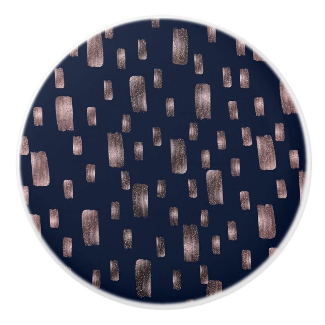 Moderne Pinsel Rose Gold & Navy Blauer Sparkor Keramikknauf (Vorderseite)