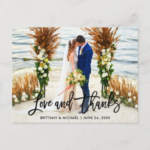 Moderne Pinsel Schrift   Hochzeit Liebe und Dank Postkarte