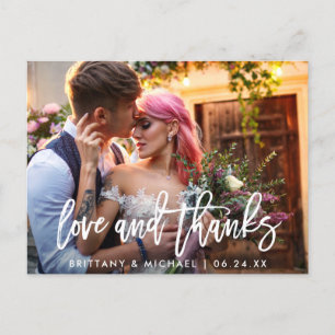 Moderne Pinsel Schrift Liebe Danke Foto Hochzeit Postkarte