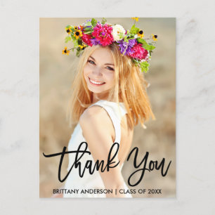 Moderne Pinsel-Schriftart  Danke Abschluss Postkarte