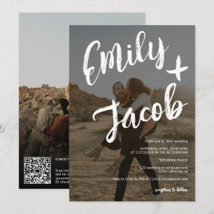 Moderne Pinselnamen 2 Fotos qr Hochzeit Einladung