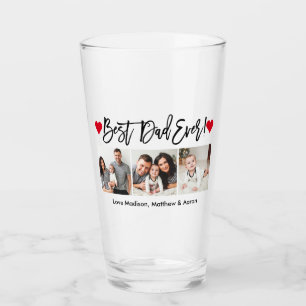 Moderne Pinselschrift Herz 3 Foto Bester Vater je Glas