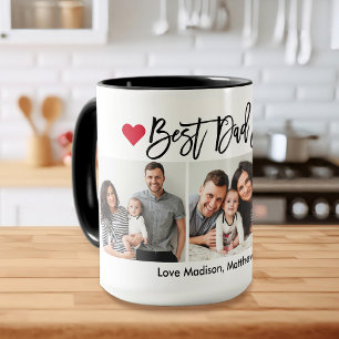 Moderne Pinselschrift Herz 3 Foto Bester Vater je Tasse
