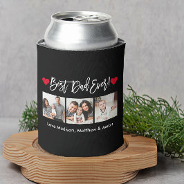 Moderne Pinselschrift Herz 3 Fotos Bester Vater je Dosenkühler