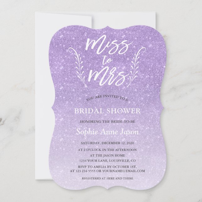 Moderne Pinselschrift Miss zu Mrs. Brautparty Einladung (Vorderseite)