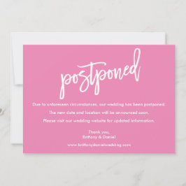 Moderne Pinselskripte Hochzeit Pink Card verzögert Save The Date